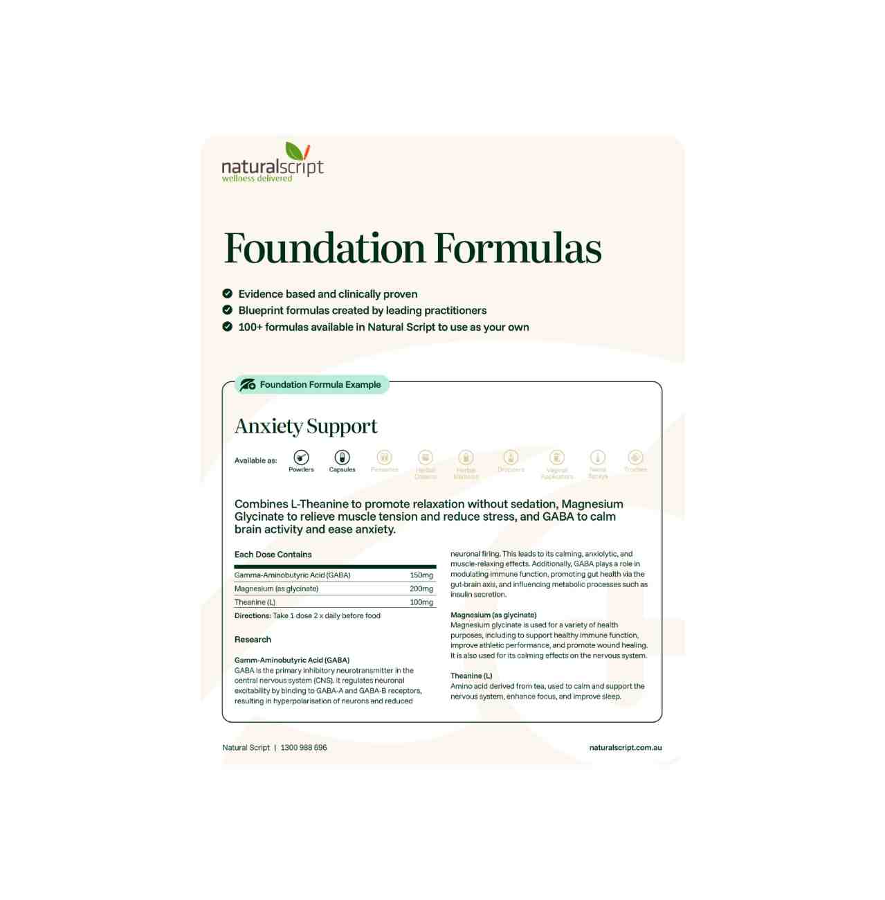 Foundation Formulas